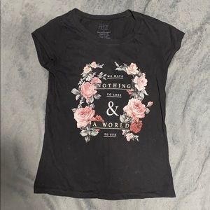 Black and floral quote t-shirt